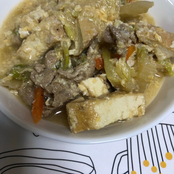 豚肉と小松菜と白菜の卵とじ煮物(^^)